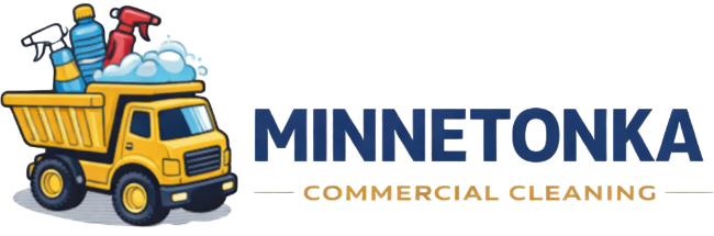 Minnetonka-Commercial-Cleaning-logo-featuring-a-cleaning-truck-with-supplies-and-bubbles-1