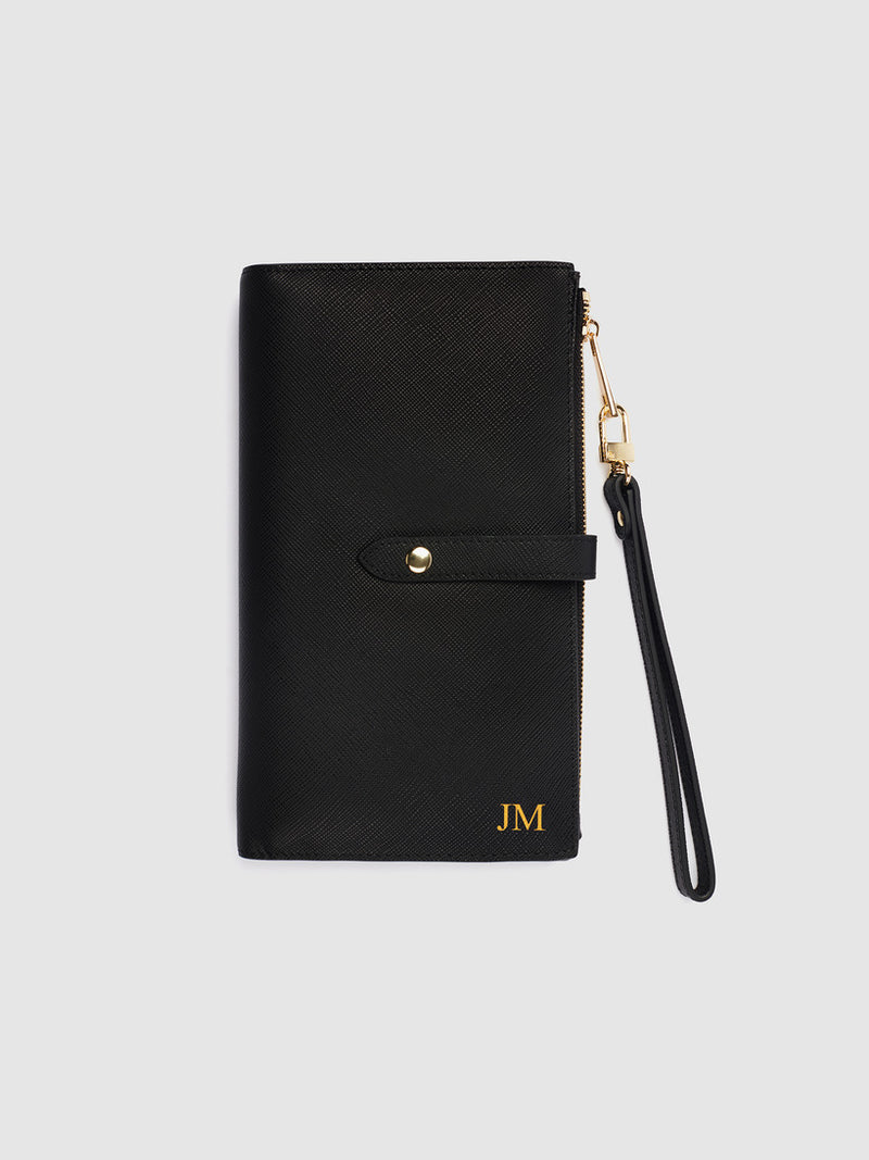 black-saffiano-personalised-travel-wallet-with-wristlet-strap—mont-laurent
